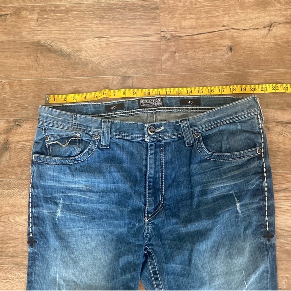 Affliction Ace Distressed Straight Leg Denim Jeans - Picture 7 of 8